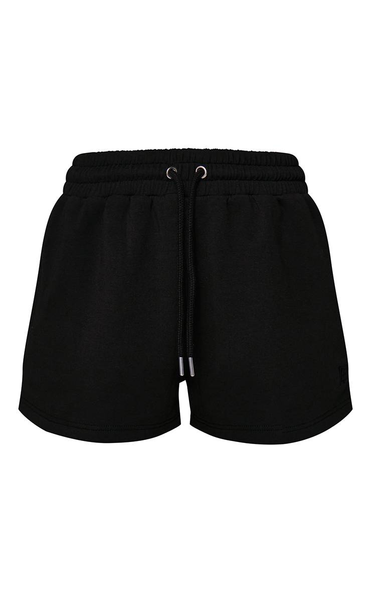 Noir Short En Coton Interlock Brodé