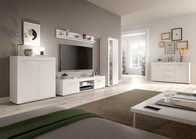 INOSIGN Wohnwand »Aosta,  4-tlg., best. aus: Vitrine, Lowboard, Wandboard & Vitrine hoch« 4 Stk. tlg.