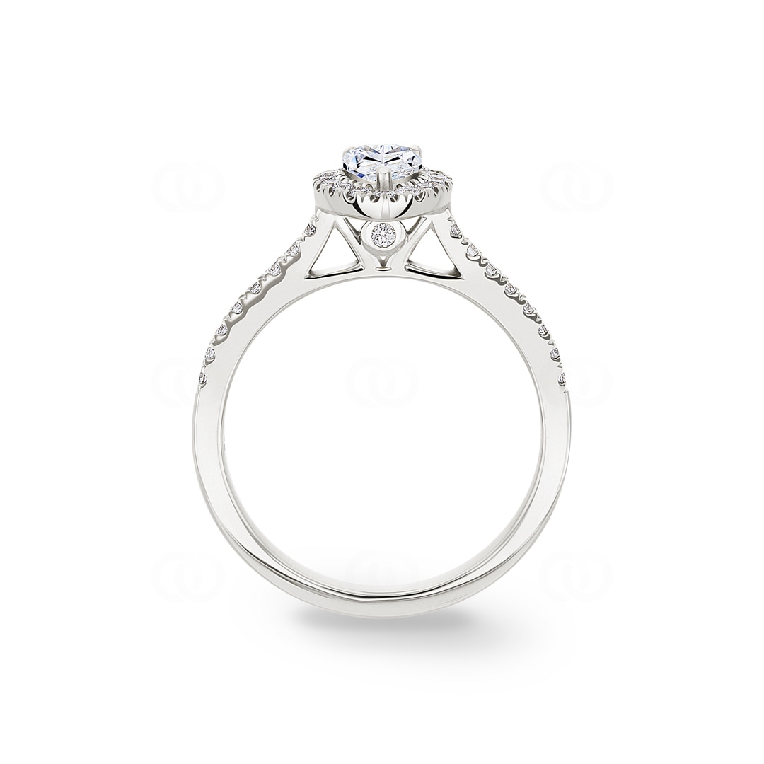Tropfen Halo Diamantring 750/18 K Weissgold 0.85 ct G/si