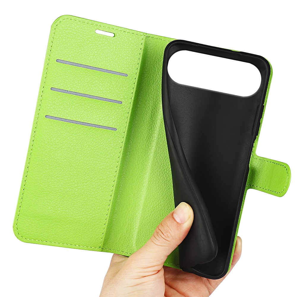 iPhone Air Leder Tasche Flip Cover Litchi Look - Grün