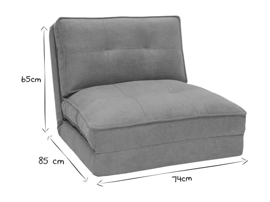 Chauffeuse 1 place convertible en tissu vert de gris SALLY