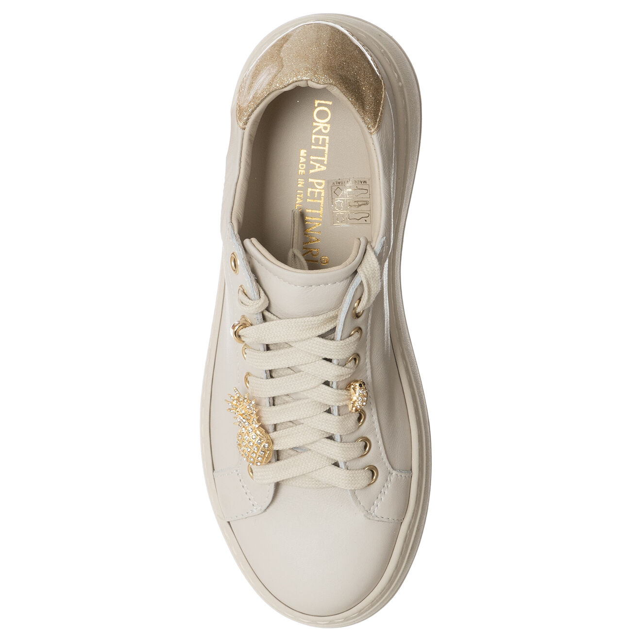 Loretta Pettinari Sneakers en Cuir Pace blanc/platine