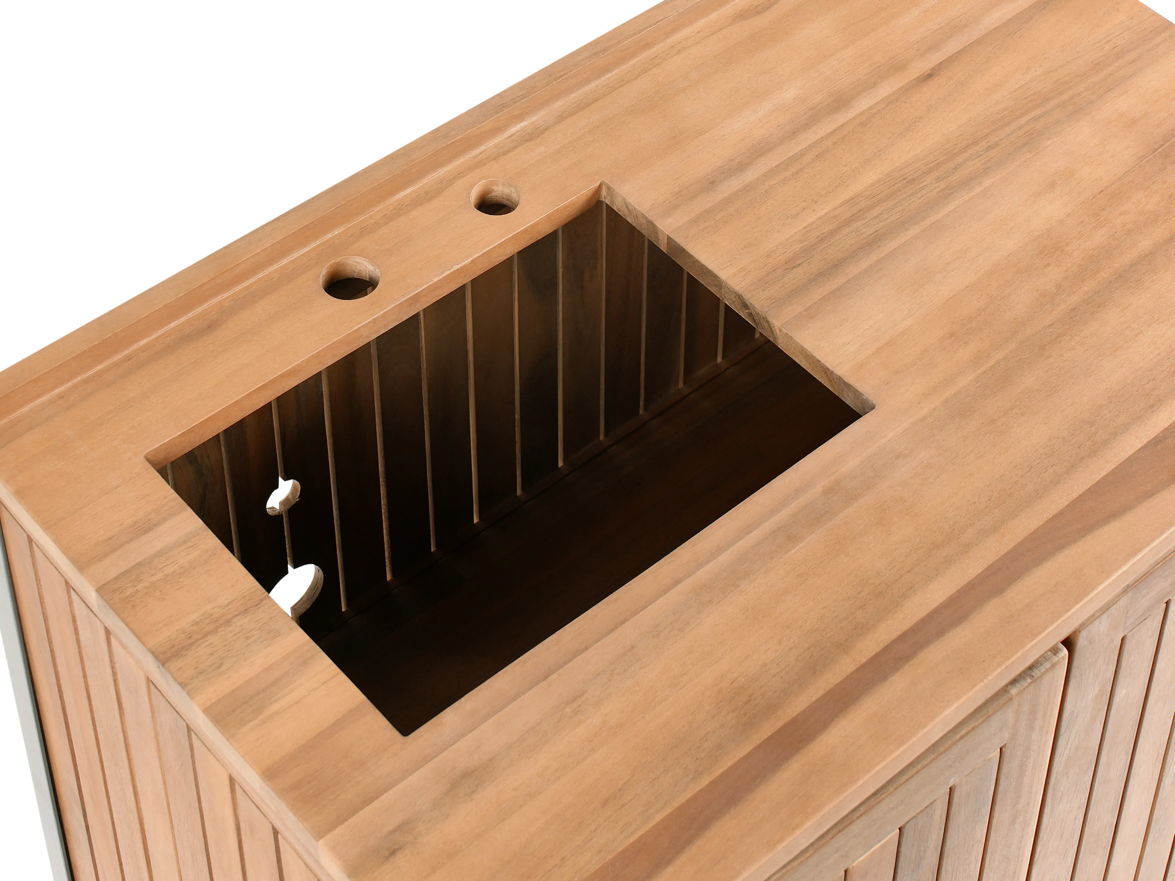 Tuin keukenset 3-delig met spoelbak IVREA Gecertificeerd acaciahout Bruin/zwart