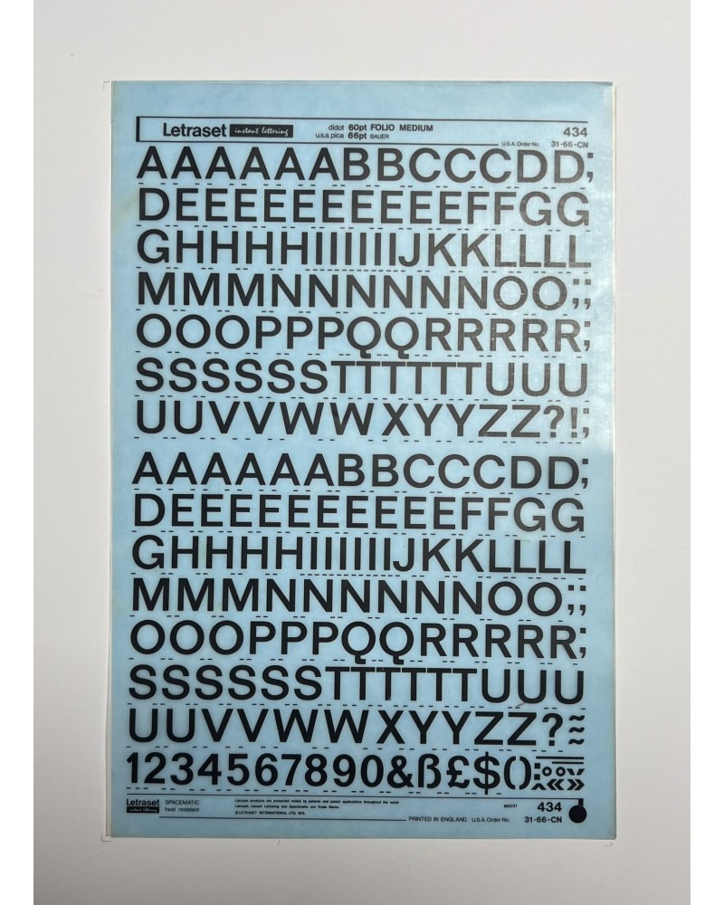 Letraset 434 - FOLIO MEDIUM - 60/66pt