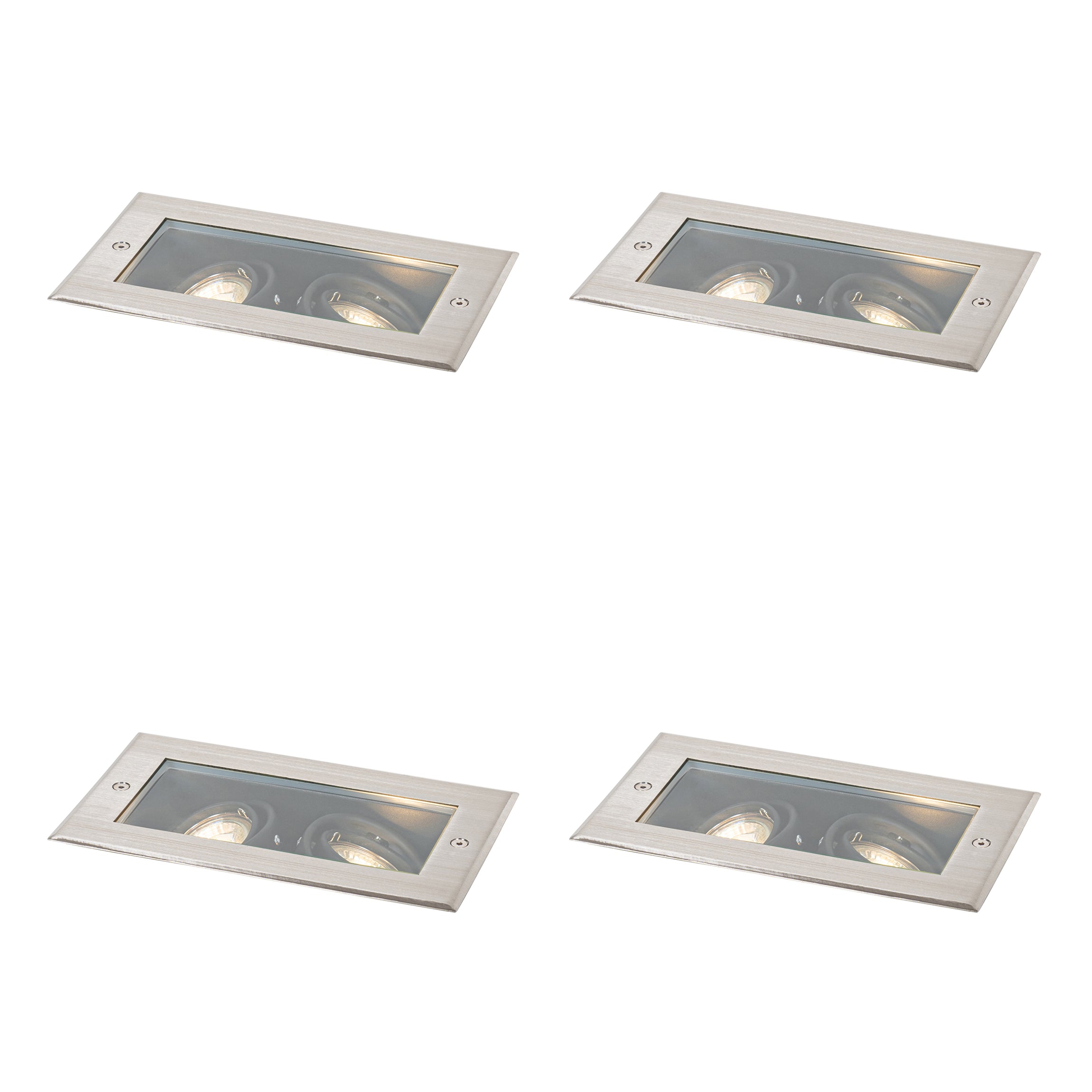 QAZQA Set van 4 moderne grondspots staal 2-lichts verstelbaar IP65 -