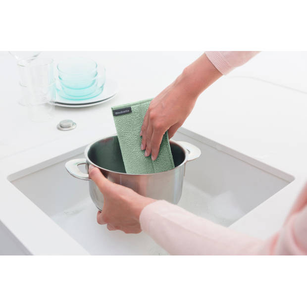 Brabantia SinkSide sponsdoekjes microvezel 16 x 22 cm, set van 3 - Light Grey, Dark Grey en Jade Green