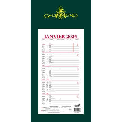 Quo Vadis Skytos - Calendrier bloc mensuel - 20 x 41,5 cm - disponible dans différentes couleurs