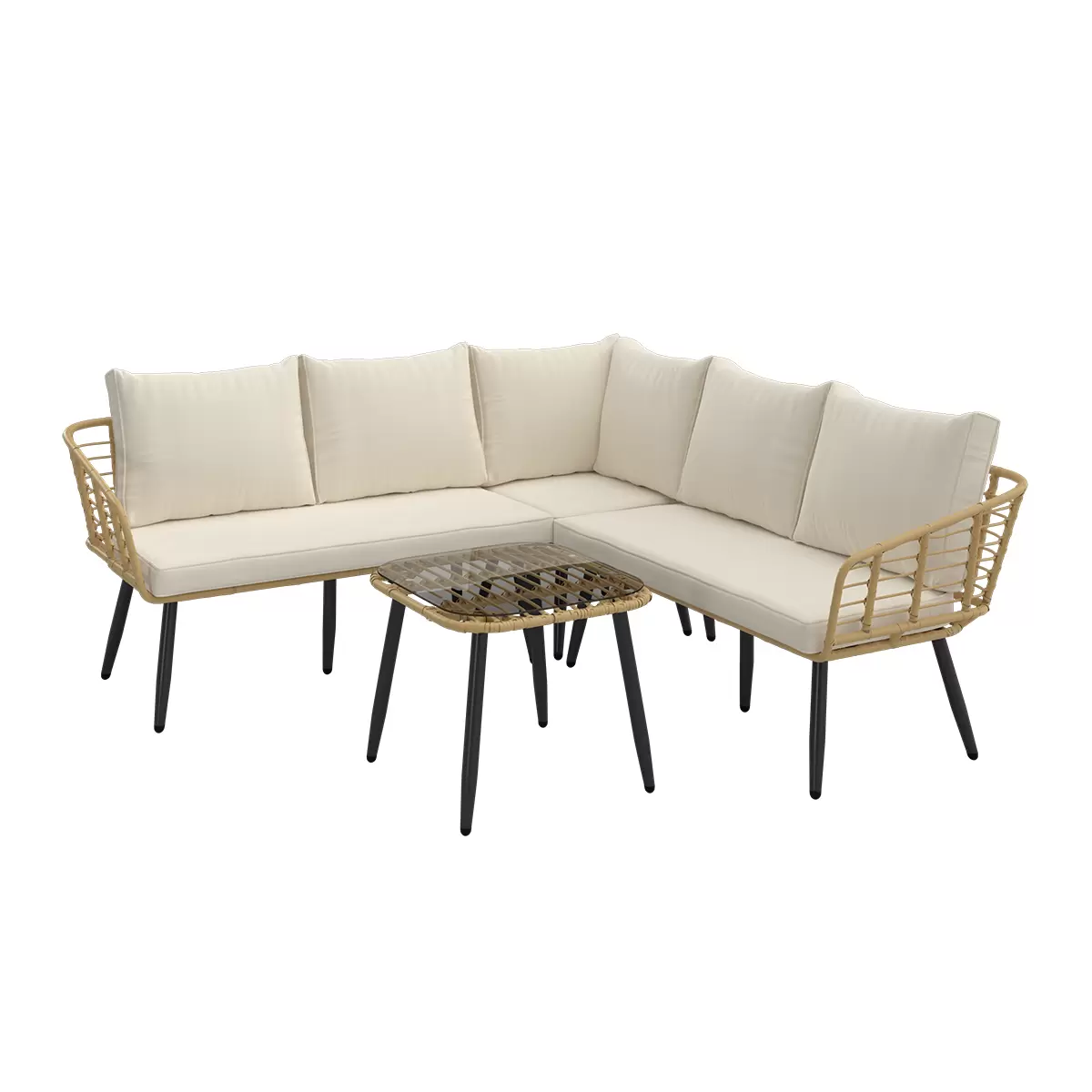 Beldano Loungegarnitur Poros 2-teilig grau,natur,schwarz