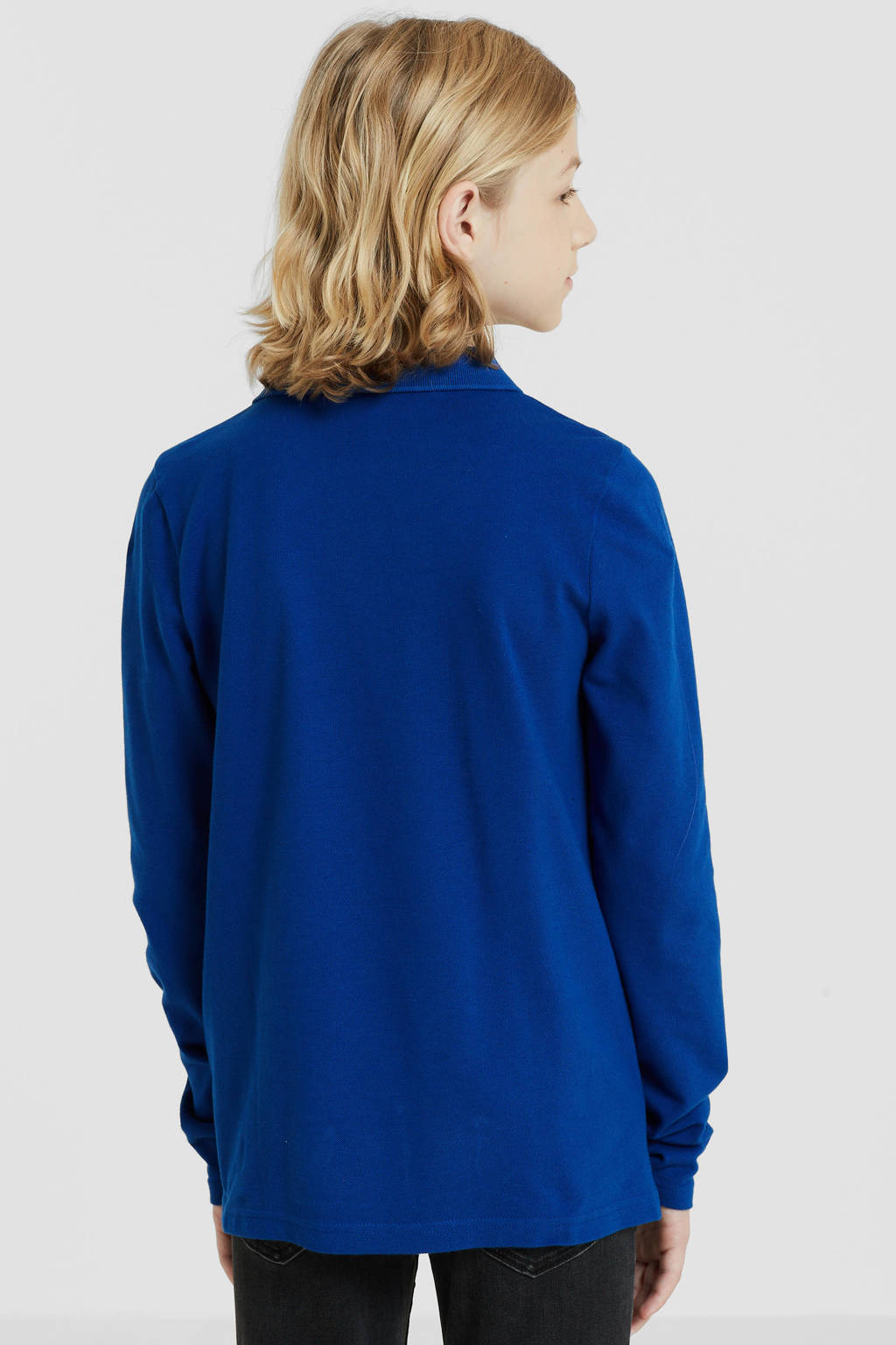anytime piqué longsleeve polo blauw
