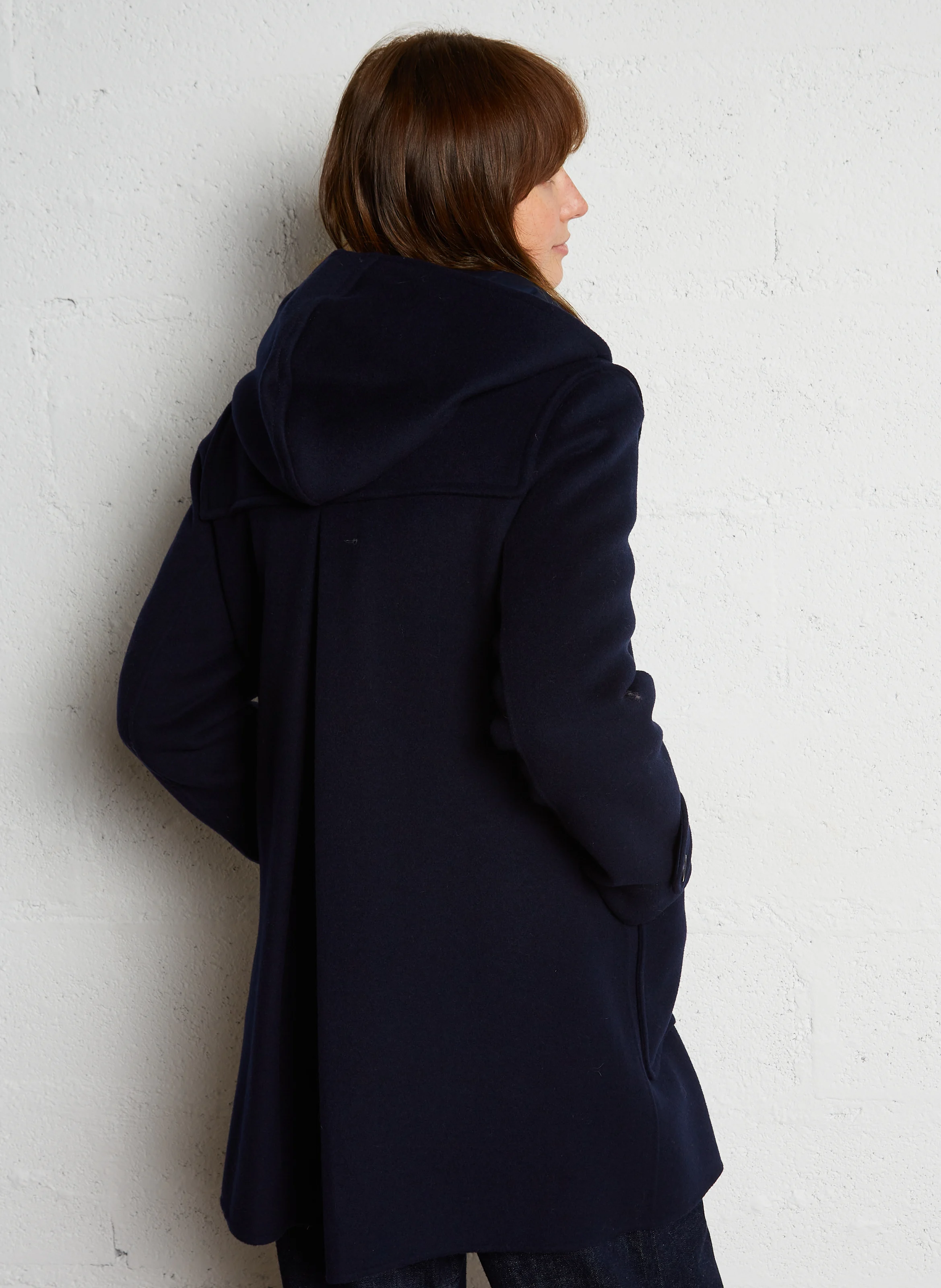 ELENIA - Manteau à capuche en laine vierge | Bleu