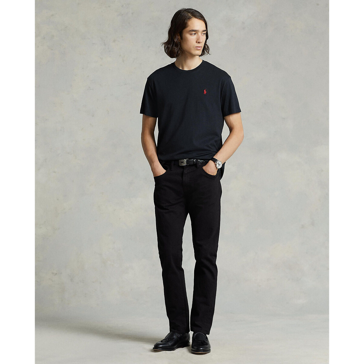POLO RALPH LAUREN<br>Camiseta de malha slim fit com gola redonda