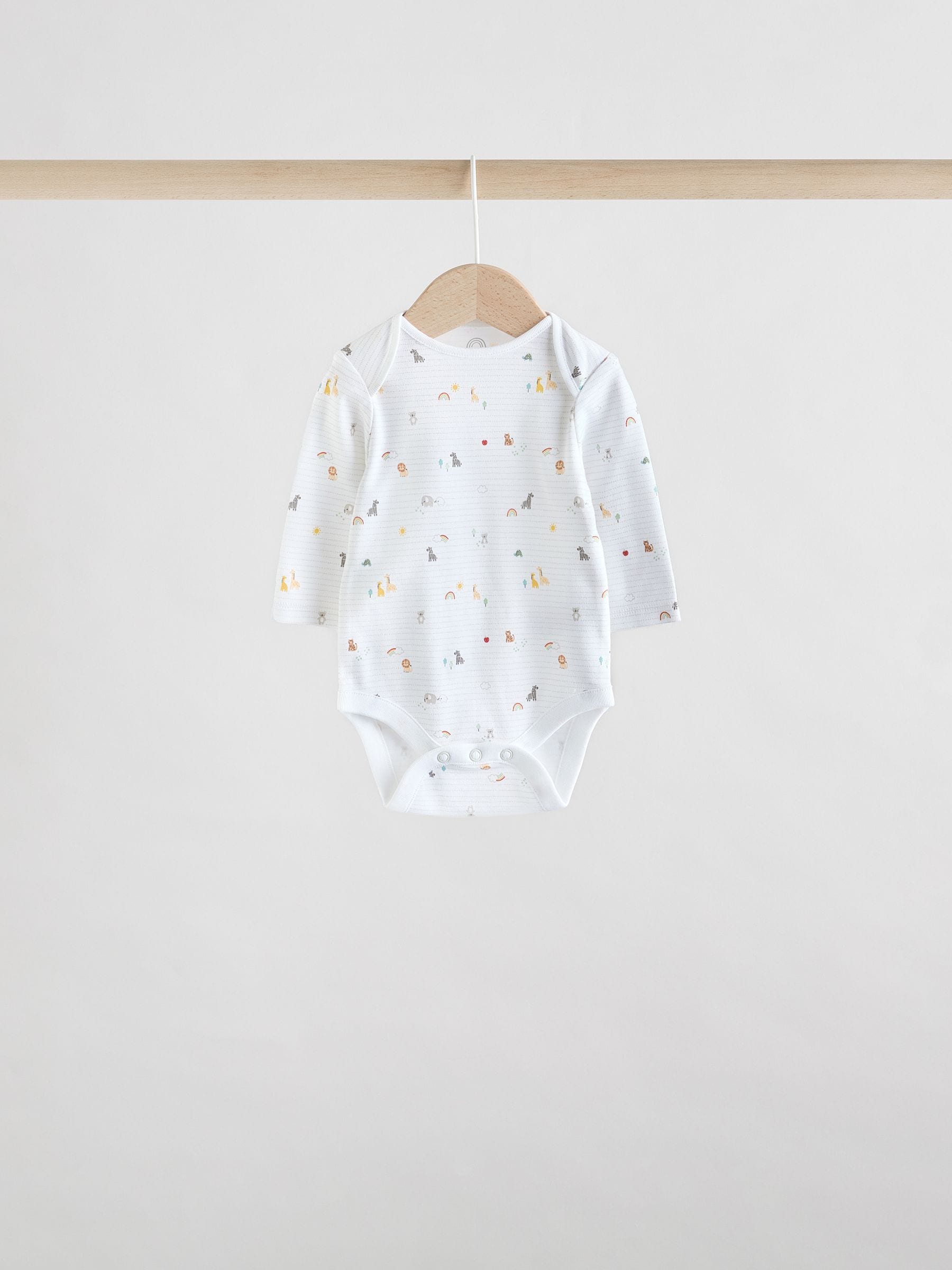 Wit met figuurprint - Baby Bodysuits met Lange mouwen van 100% katoen