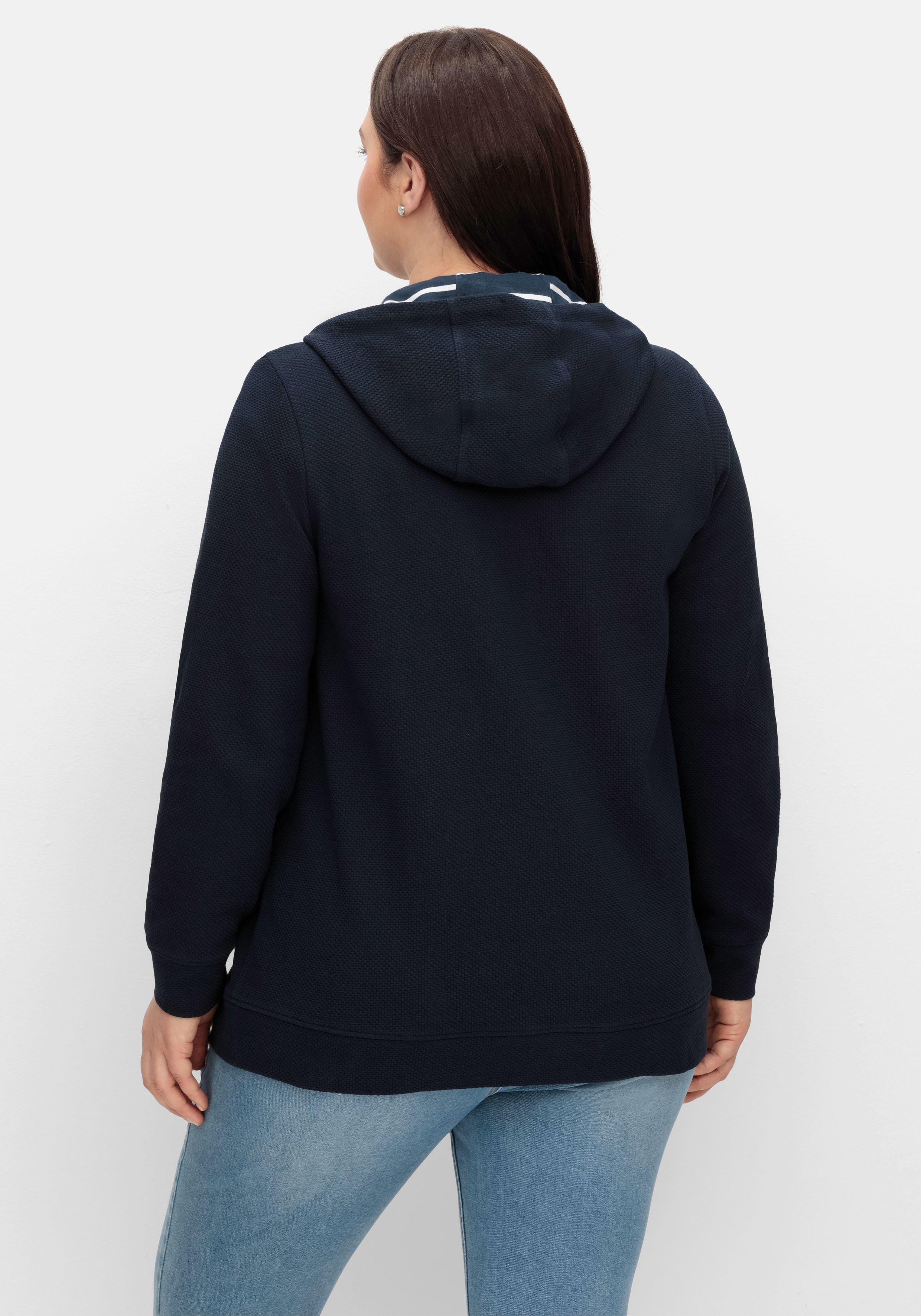 Sweatjacke mit Kapuze, aus  Waffelpiqué