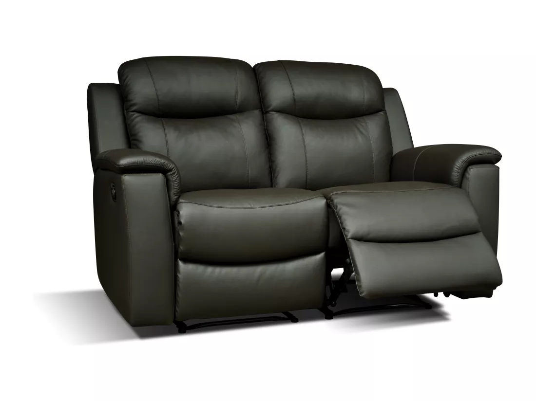 Canapés 3 places 2 places et un fauteuil relax EVASION en cuir - Noir