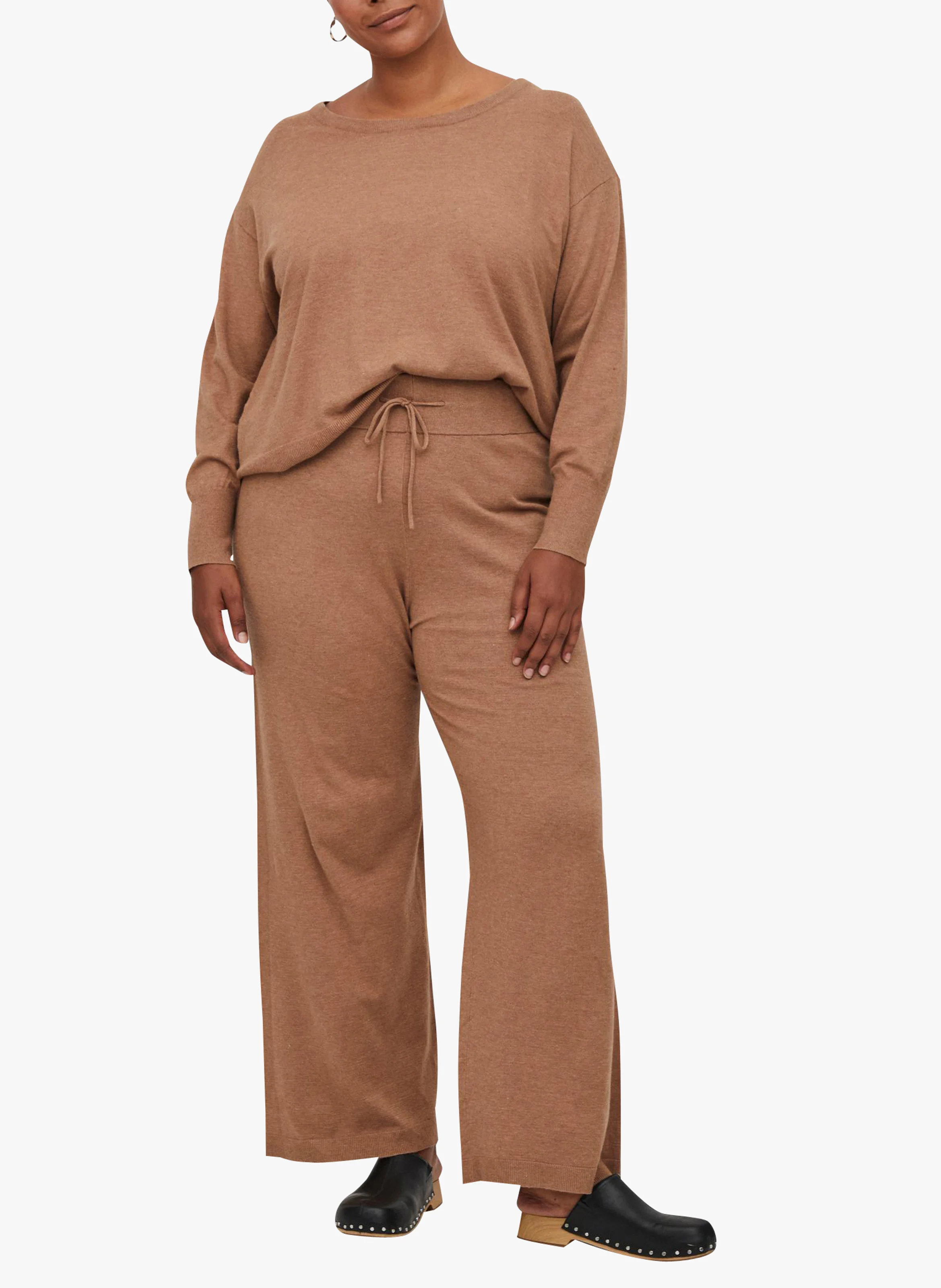 Pantalon large en maille | Marron