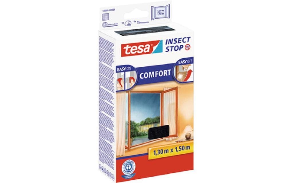 Fliegengitter -Set Comfort, 2x 1.3 m x 1.5 m, AnthrazitInsektenschutz Insect Stop mit selbstklebendem Klettband für Fenster, 2er-Pack