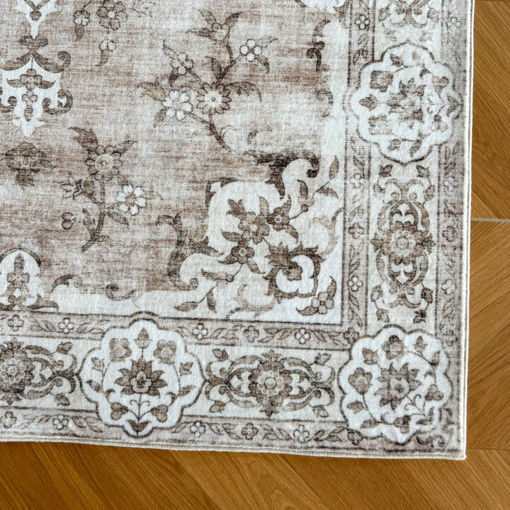 Vintage vloerkleed - Ember Medaillon Taupe | OEKO-TEX & Wasbaar