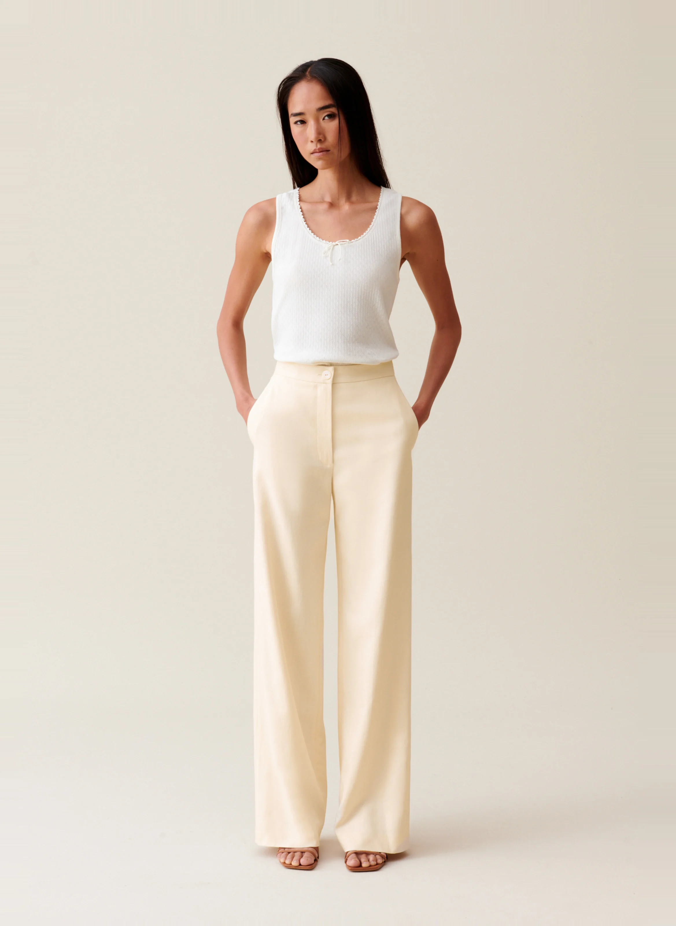Pantalon droit| Blanc