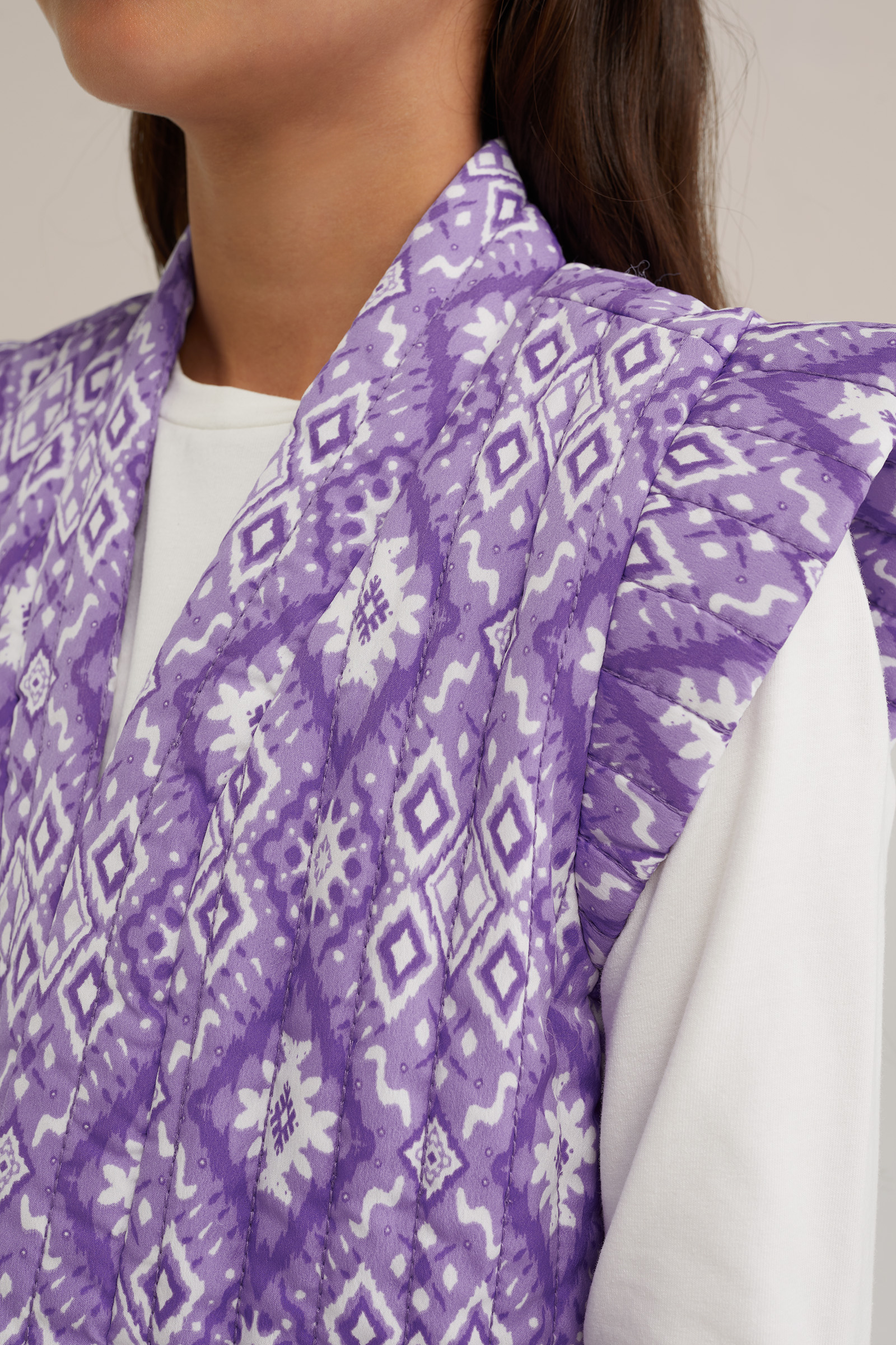 Meisjes gilet met gestikt dessin WE Fashion Lichtpaars