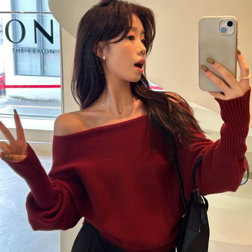 TriStyle - Off Shoulder Effen Trui