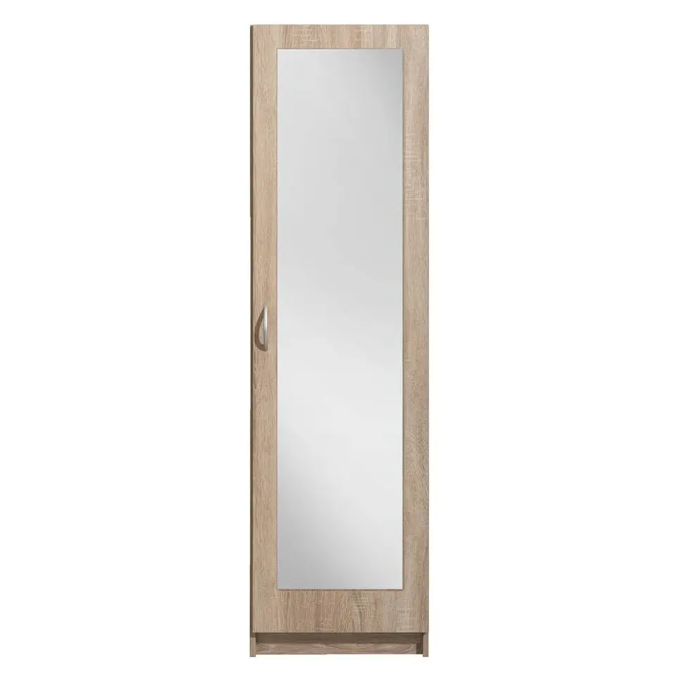 Kledingkast Varia 1-deurs inclusief spiegel - licht eiken - 175x49x50 cm