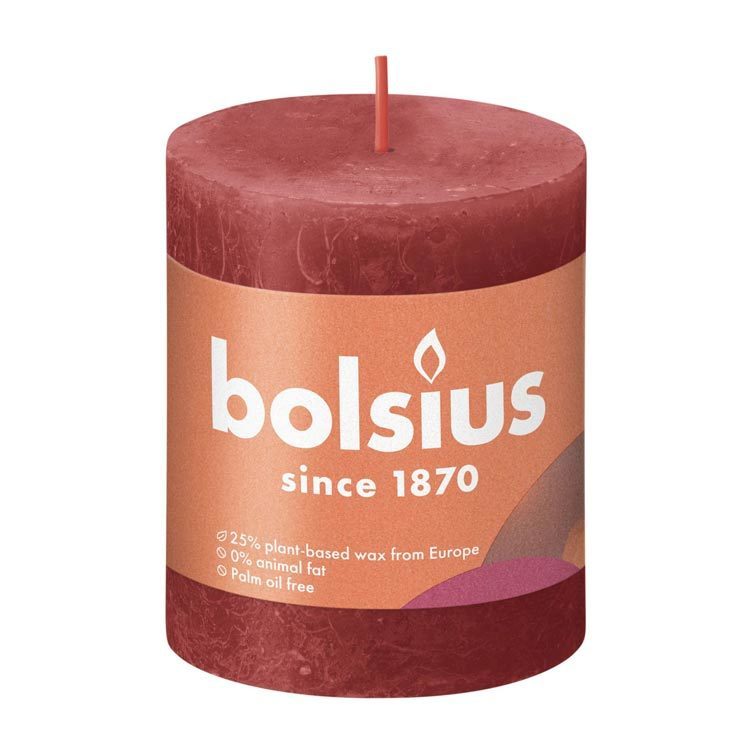 Bolsius Stompkaars Rustiek Rood 8cm 1 Stuk