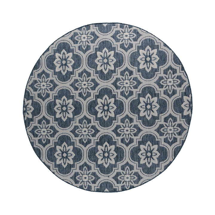 Rond buitenkleed - Rio Flower Blauw