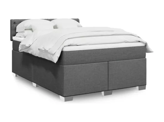 Sommier à lattes de lit avec matelas Gris foncé 160x200cm Tissu