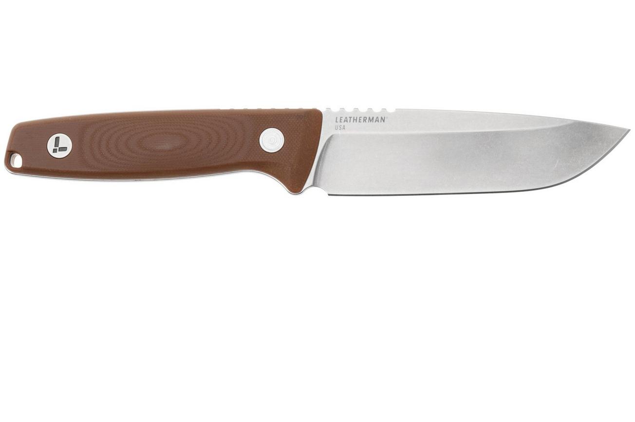Leatherman Trac 833407 CPM MagnaCut, Earth Brown G10, bushcraftmes, lederen foedraal