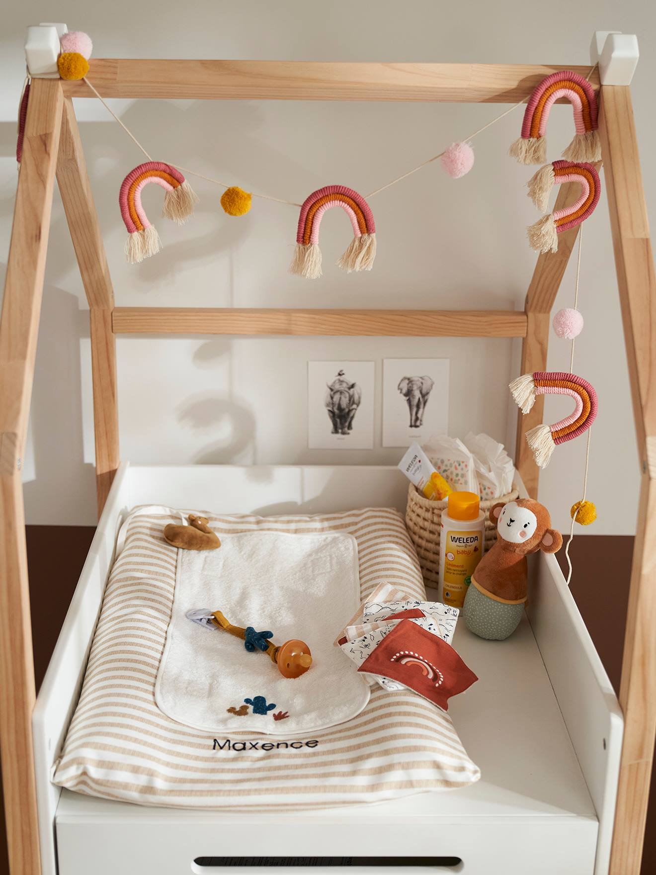 Trocador personalizável Wild Sahara, branco claro com listras