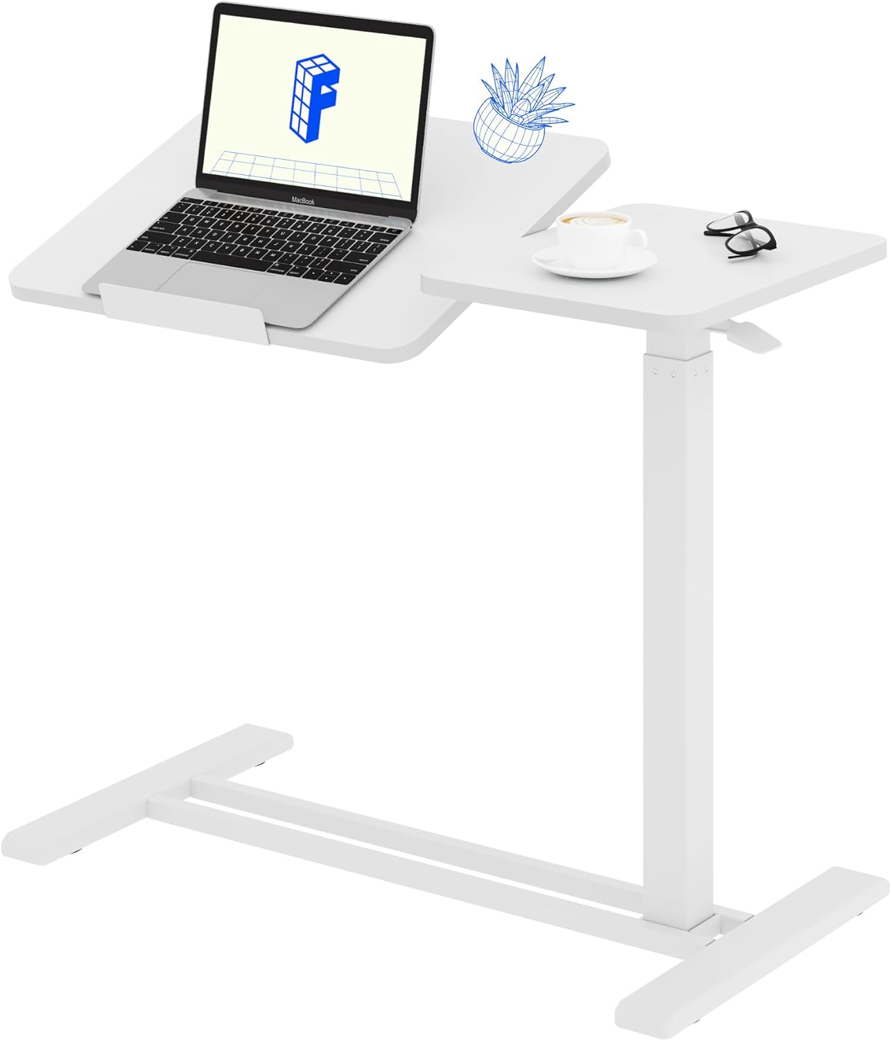 FLEXISPOT Beistelltisch - Flexibler Laptoptisch und Betttisch mit neigbarer Tischplatte, höhenverstellbar & mobil, ideal für Sofa, Bett & Lesestunden (Weiß, 80x40cm)