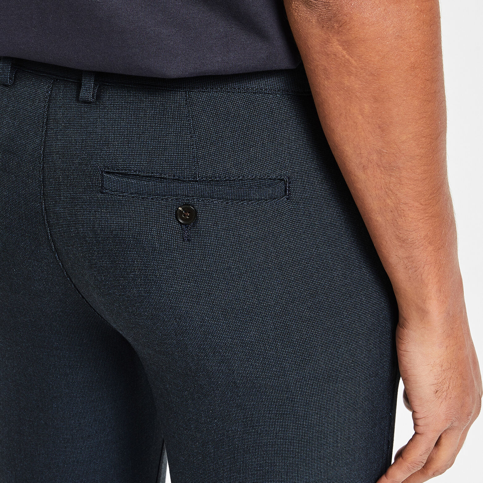 Pantalon chino slim elastiqué reliefé Bleu