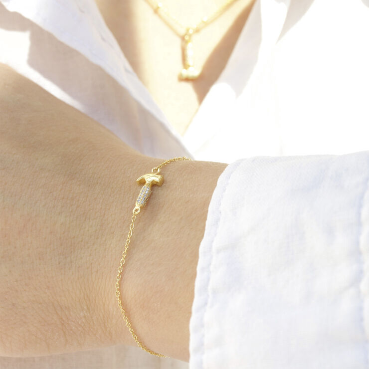 With love darling Hammer bracelet VERMEIL (925 Sterling silver gold plated 2. 5 micron) Vermeil