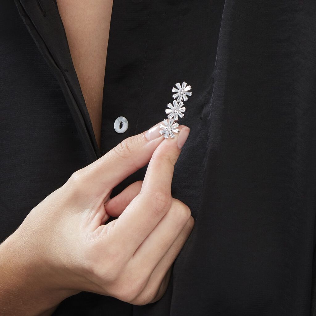 Broche Argent Blanc Vinal Oxydes De Zirconium