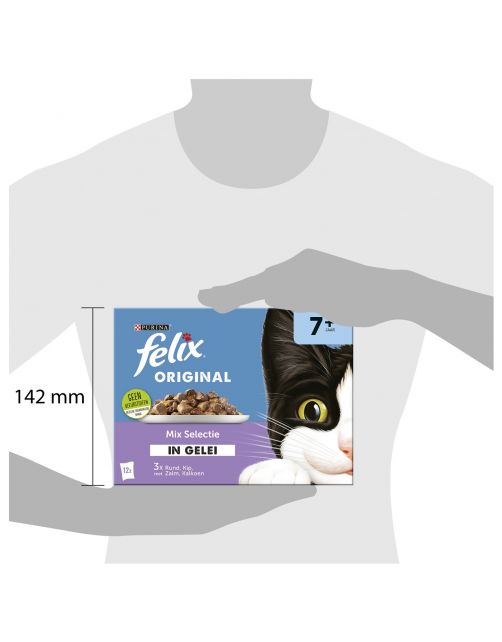 Felix Multipack Original Mix Selectie In Gelei 7+ Senior - Kattenvoer - Rund Kip Kalkoen 12x85 g
