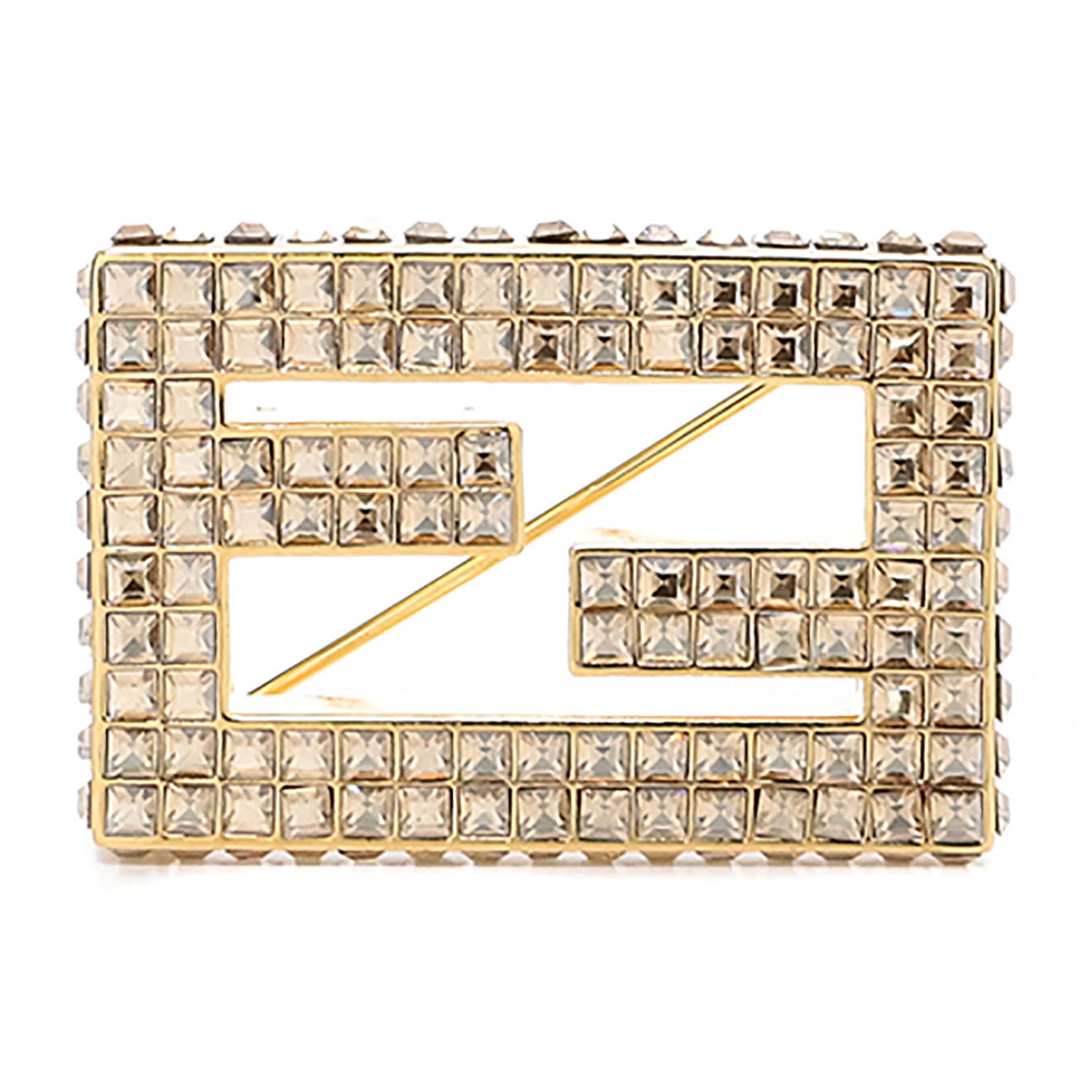 Fendi Broche en Métal & Strass dorée - Très bon état