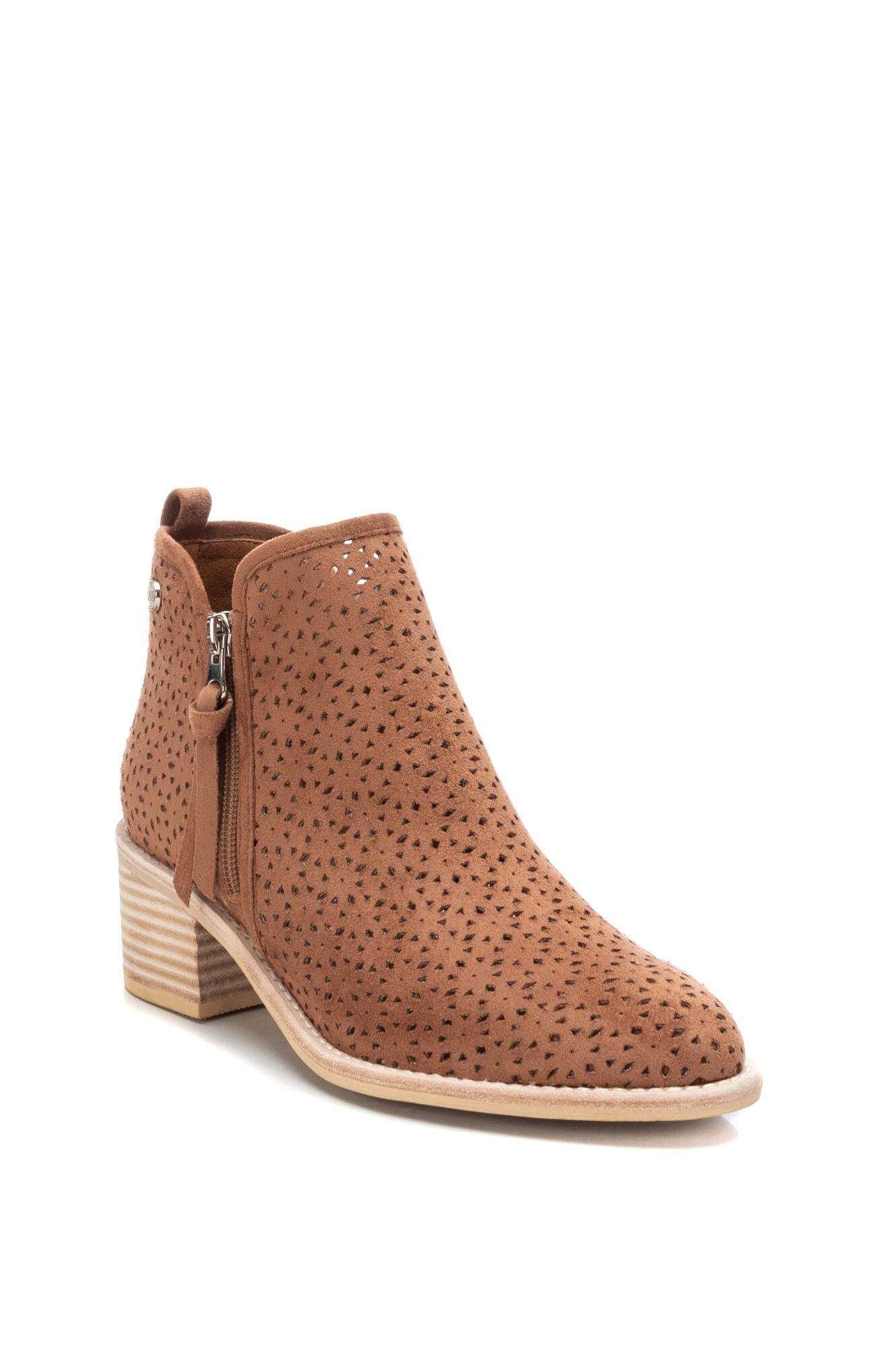 Botas de cano curto com salto para mulheres, Xti - marrom médio