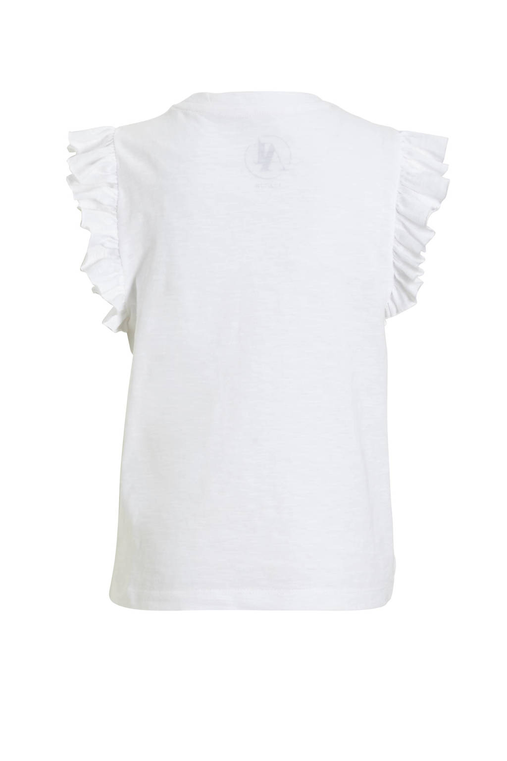 anytime T-shirt met ruffle print/wit