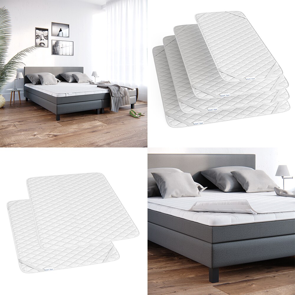 VitaliSpa Matratzenschoner 160x200 Topper Matratzen-Auflage weiß Boxpspringbett