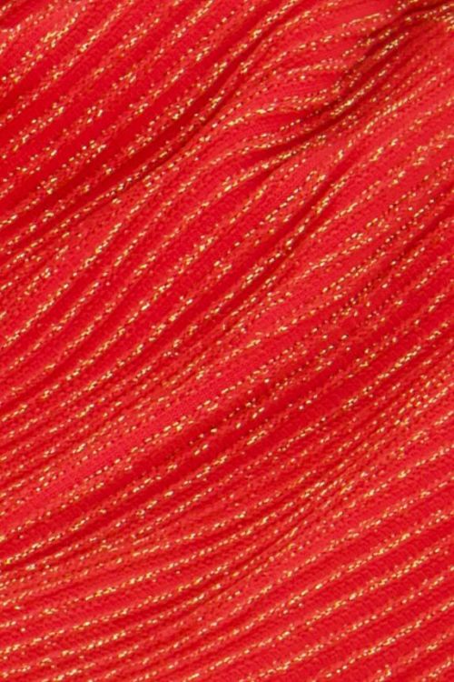 Koraal bikini broekje met ruffles en lurex