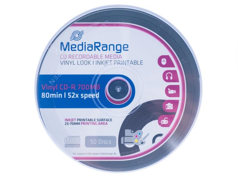 MediaRange CD-R Medien 700 MB, Spindel (50 Stück) CD-R, 50er-Spindel, Vinyl-Optik