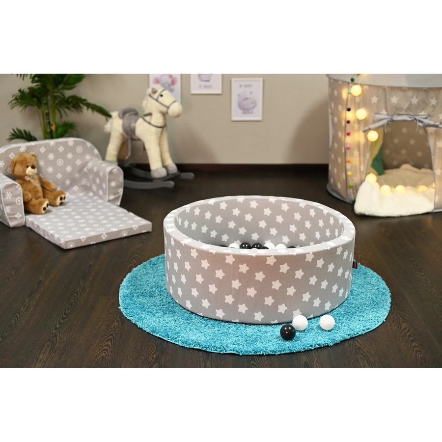 knorr toys® Bällebad soft - Grey white stars - 100 balls greycreme grau
