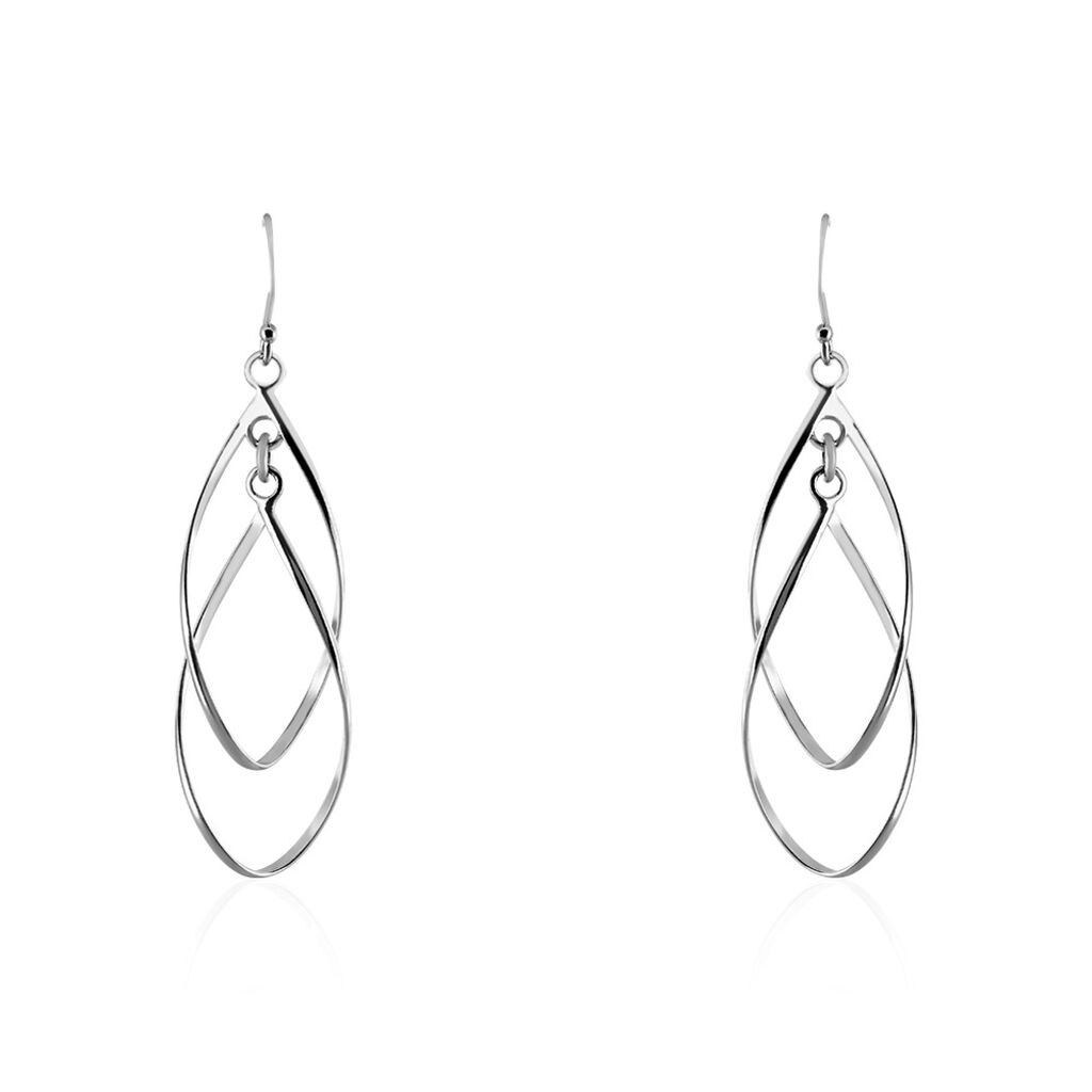 Boucles D'oreilles Pendantes Twisty Argent Blanc