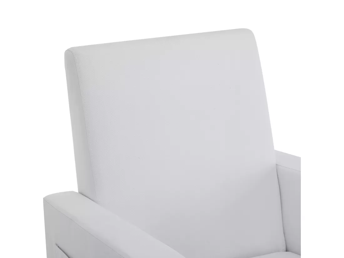 Rocking chair avec repose-pieds - en velours - Blanc