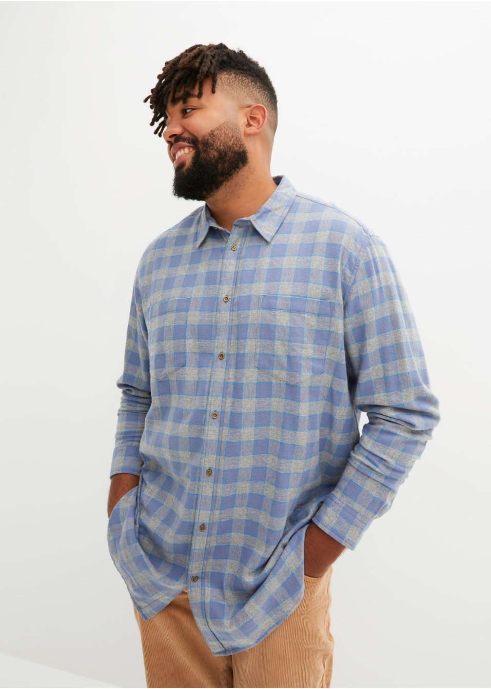 Chemise manches longues en flanelle coupe confort
