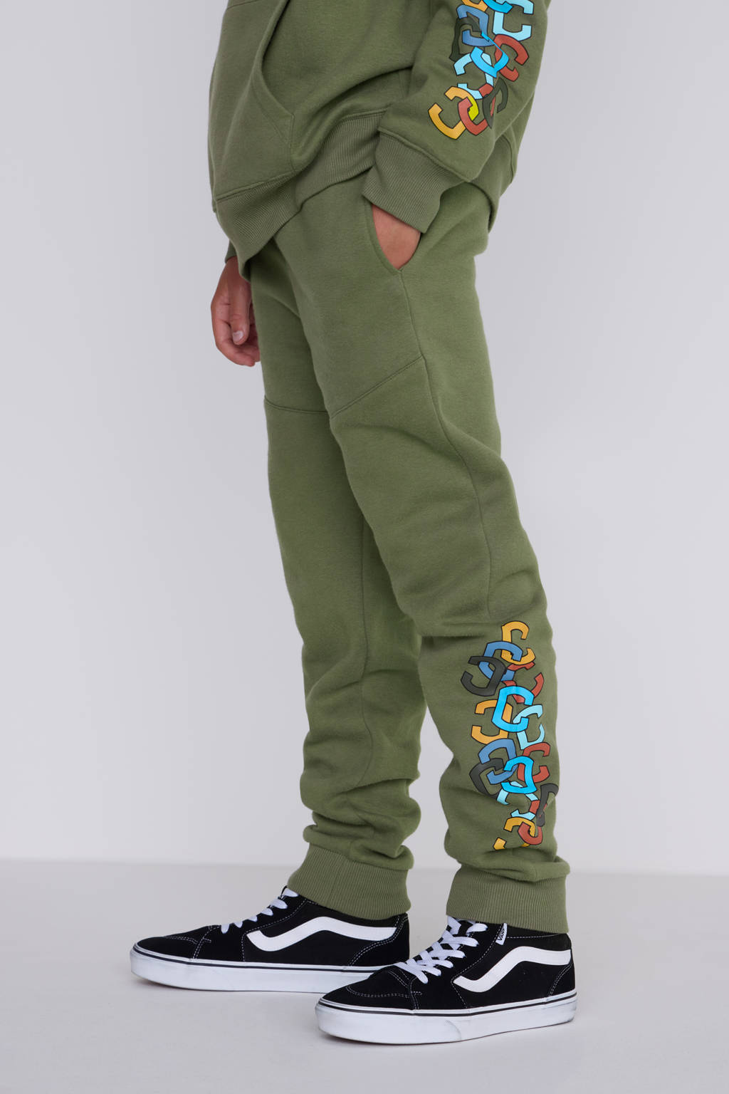 Coolcat joggingbroek Coby met printopdruk khaki