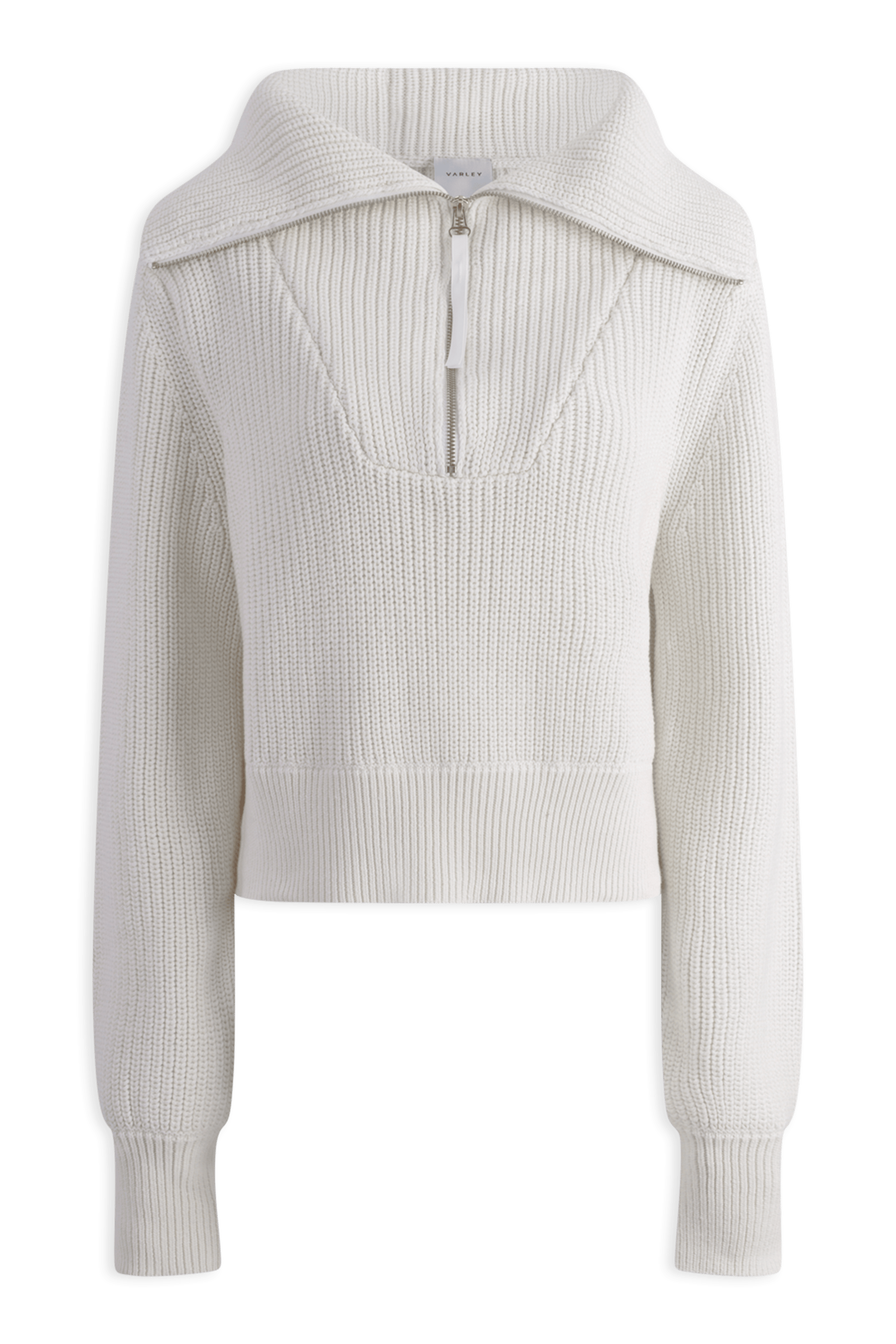 MENTONE - Pull col montant côtelé en coton| Beige