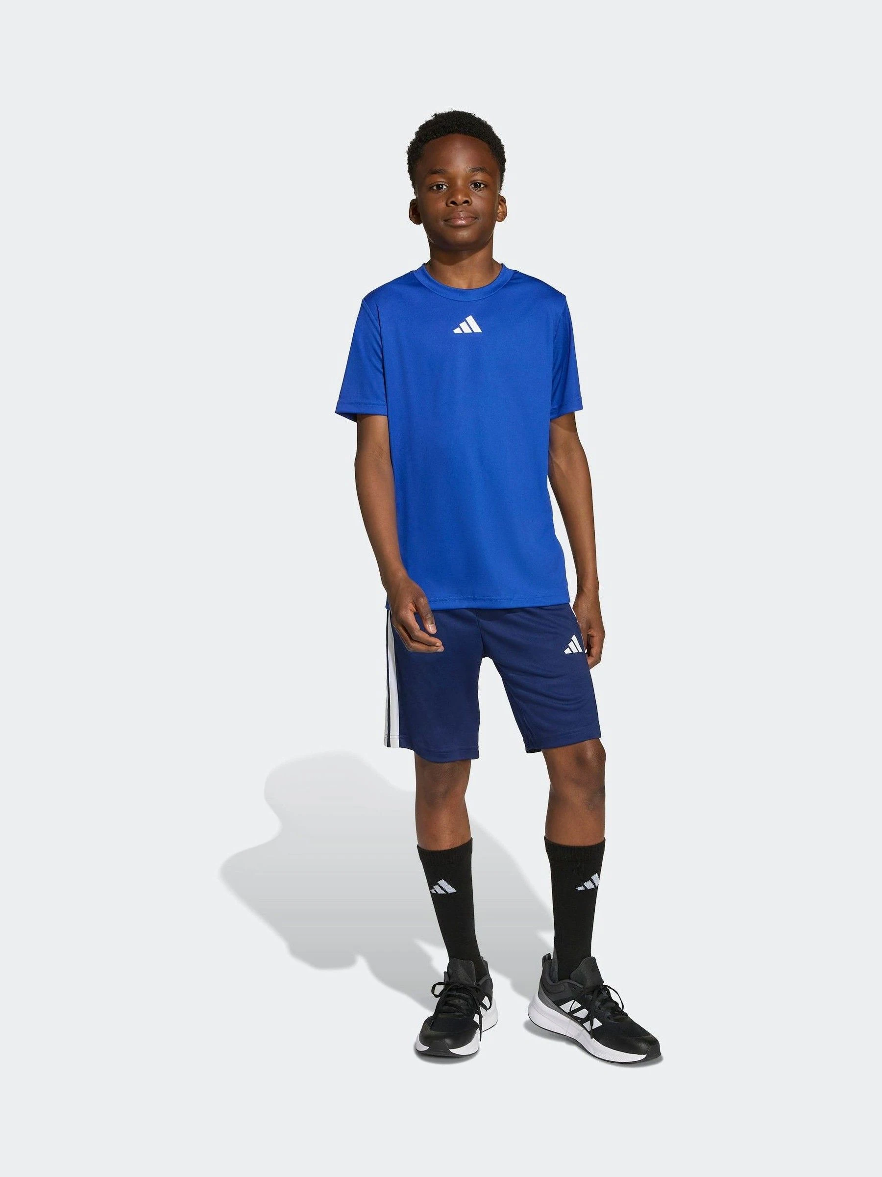 Blauw - adidas Train Essentials 3-Strepen Kids T-shirt & Shorts Set