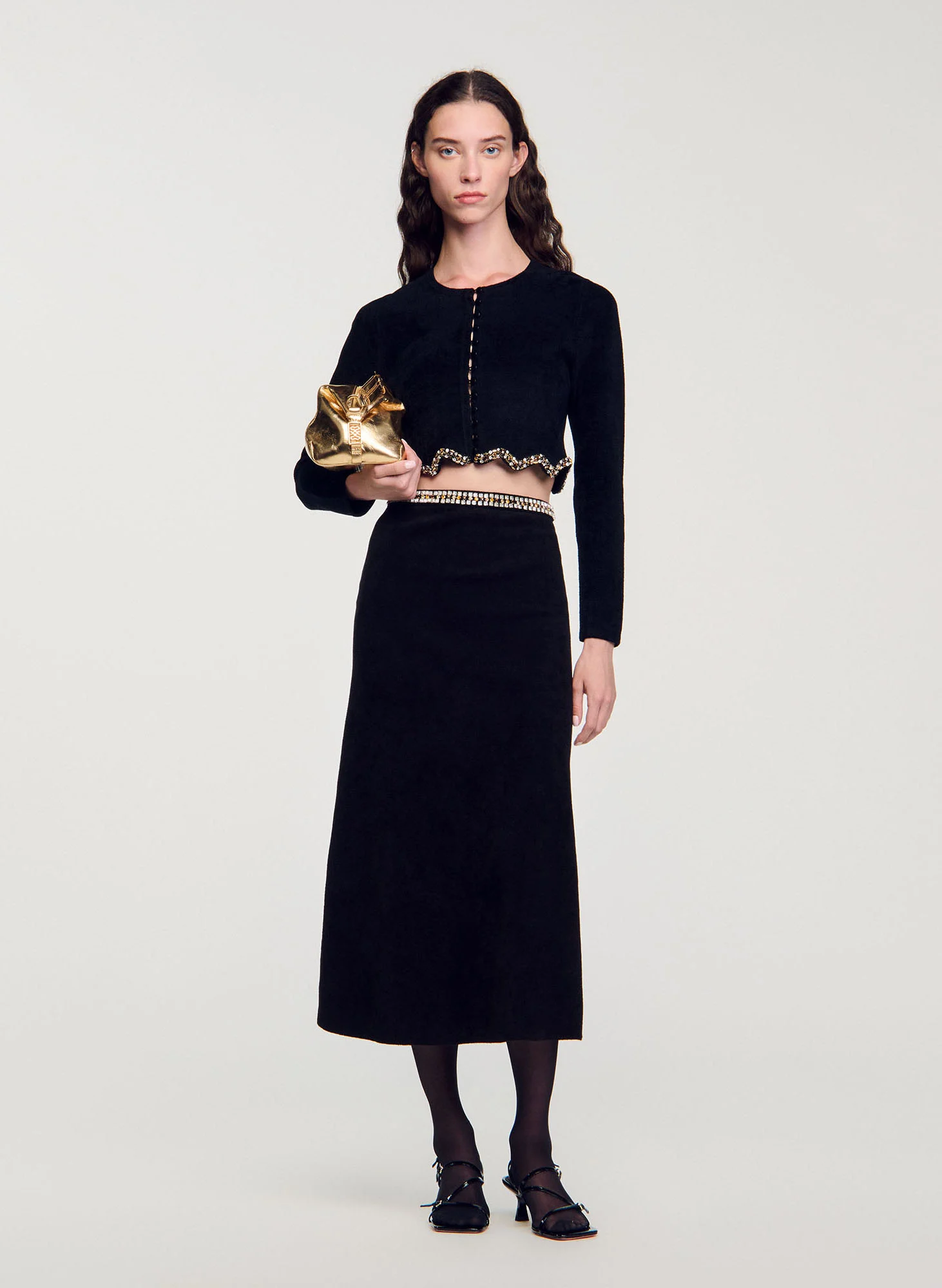 Jupe courte à strass | Noir