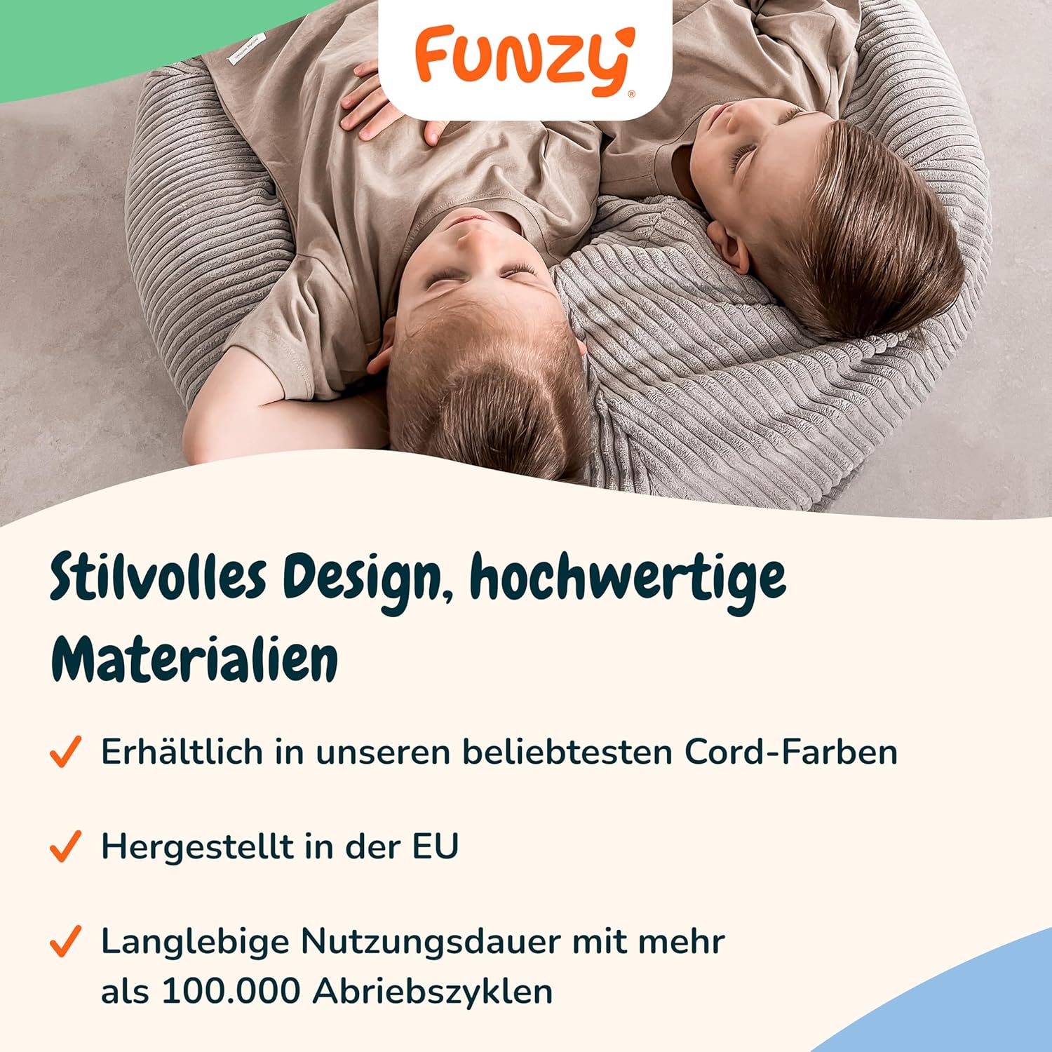 Funzy Sitzsack für Kinder aus Cord mit Füllung aus Schaumstoff, Kindersitzsack für Mädchen und Jungen aus hochwertigen Materialien, Oeko-TEX 100 Zertifiziert mit 3 Jahre Garantie, Koala Grau